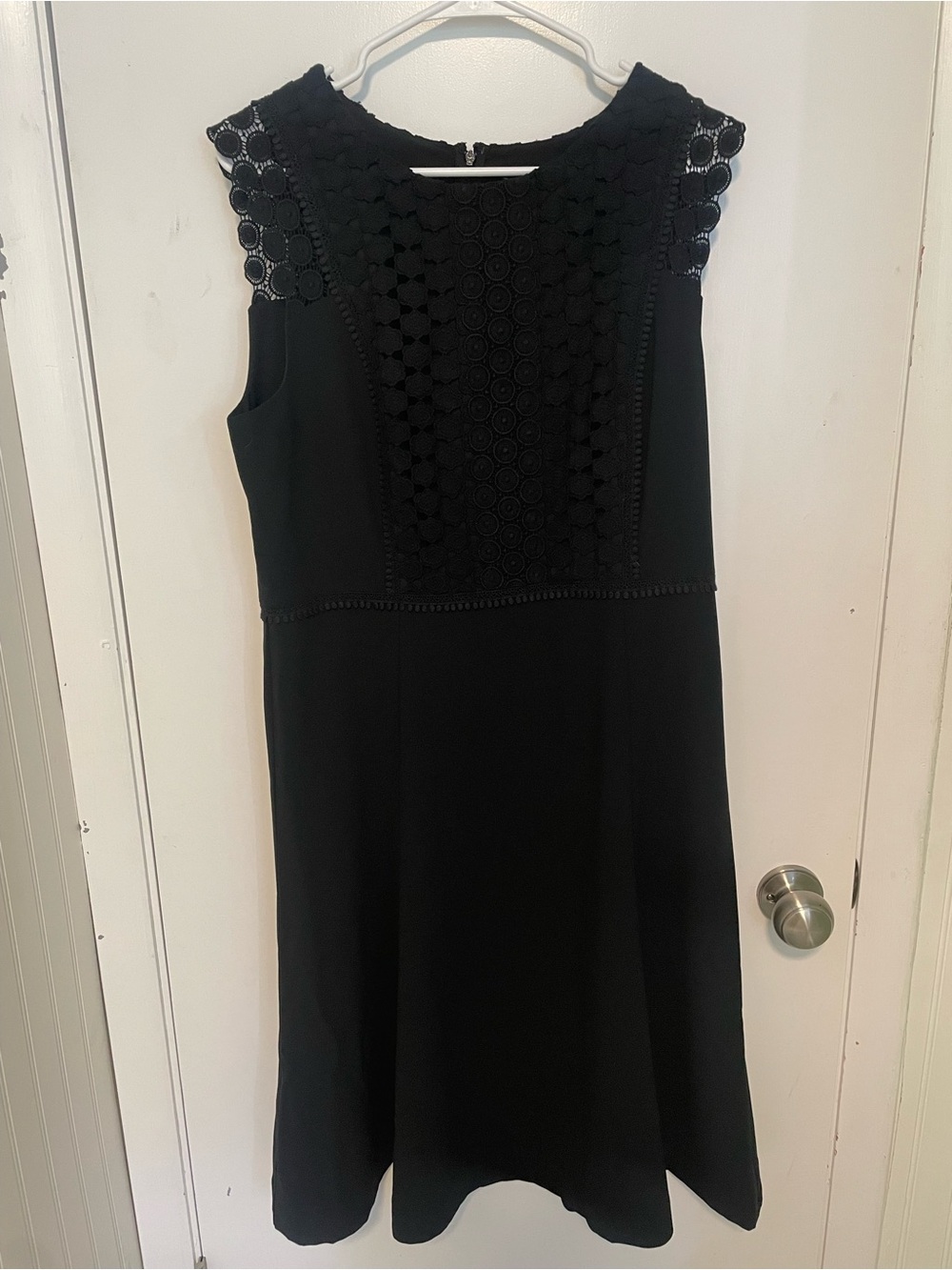 Ann Taylor Black Sleeveless Crochet Midi Dress